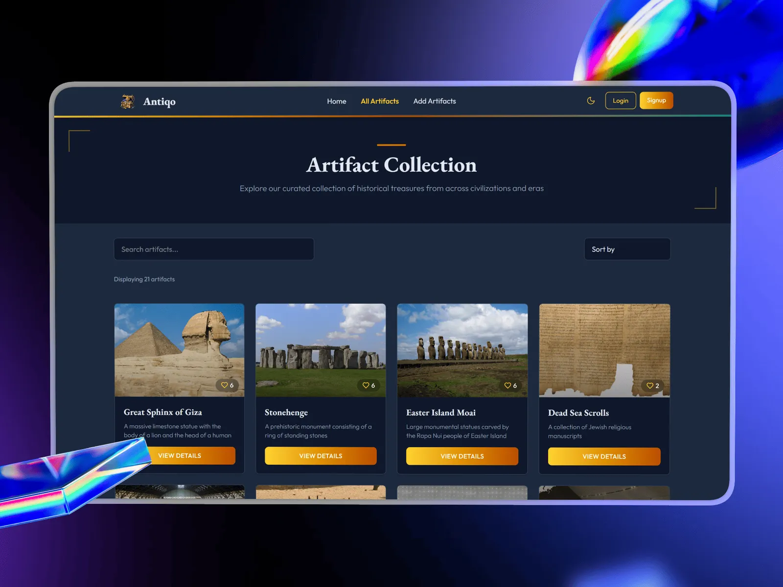 Antiqo artifact catalogue